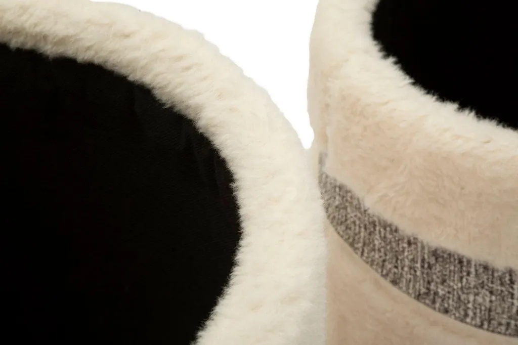 Pouf de Rangement en Tissu Crème Saint-Moritz - Lot de 2 Tabourets - 8