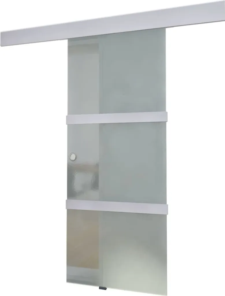 Porte coulissante aluminium argenté 178 cm avec verre sécurit renforcé