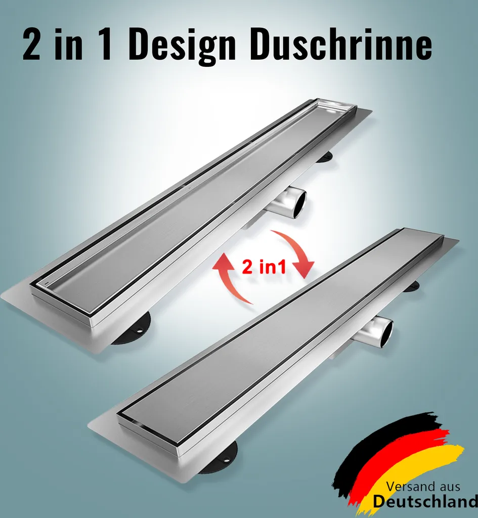 SONNI Canaletta Doccia 110cm - Acciaio Inox e Sifone Antiodore