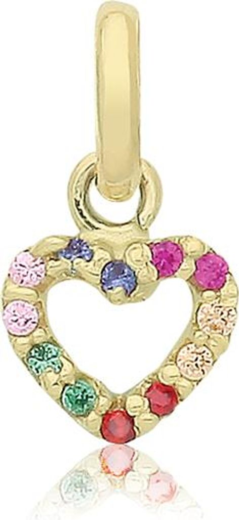 Süßer 9 Karat (375) Gold Herz Damen - Anhänger mit Zirkonia - 11mm*6mm; TRS36053