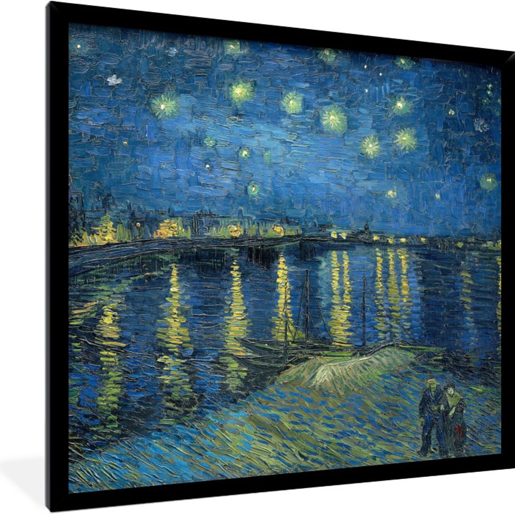 MuchoWow Gerahmtes Poster Die sternenklare Nacht - Vincent van Gogh 40x40 cm - Poster mit Schwarzem Bilderrahmen Wandposter Rahmen Foto Bilder - ...