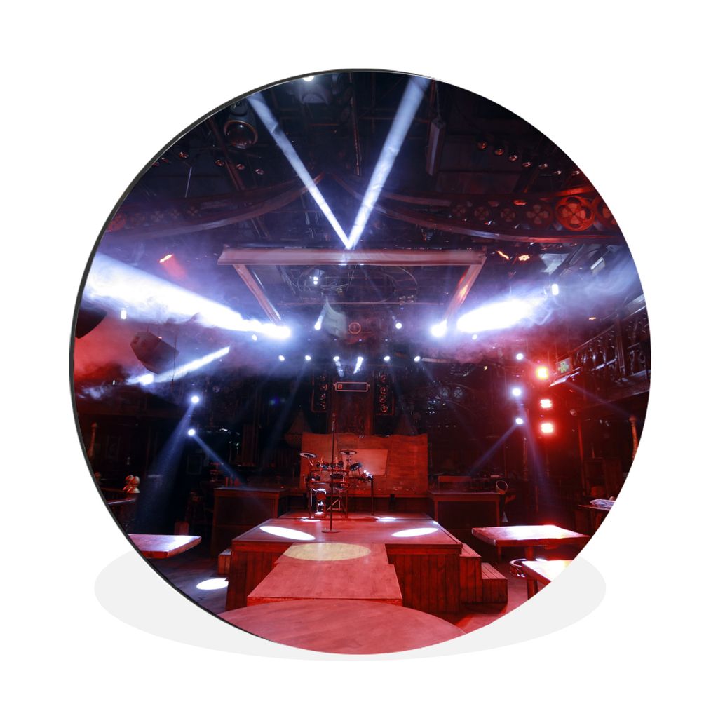 MuchoWow Aluminium Wandkreis Eine leere Disco Ø 60 cm Wanddeko Modern Wohnzimmer - Wand Kreis - Wandbild - Schlafzimmer - Aluminium Bild - Kinde...