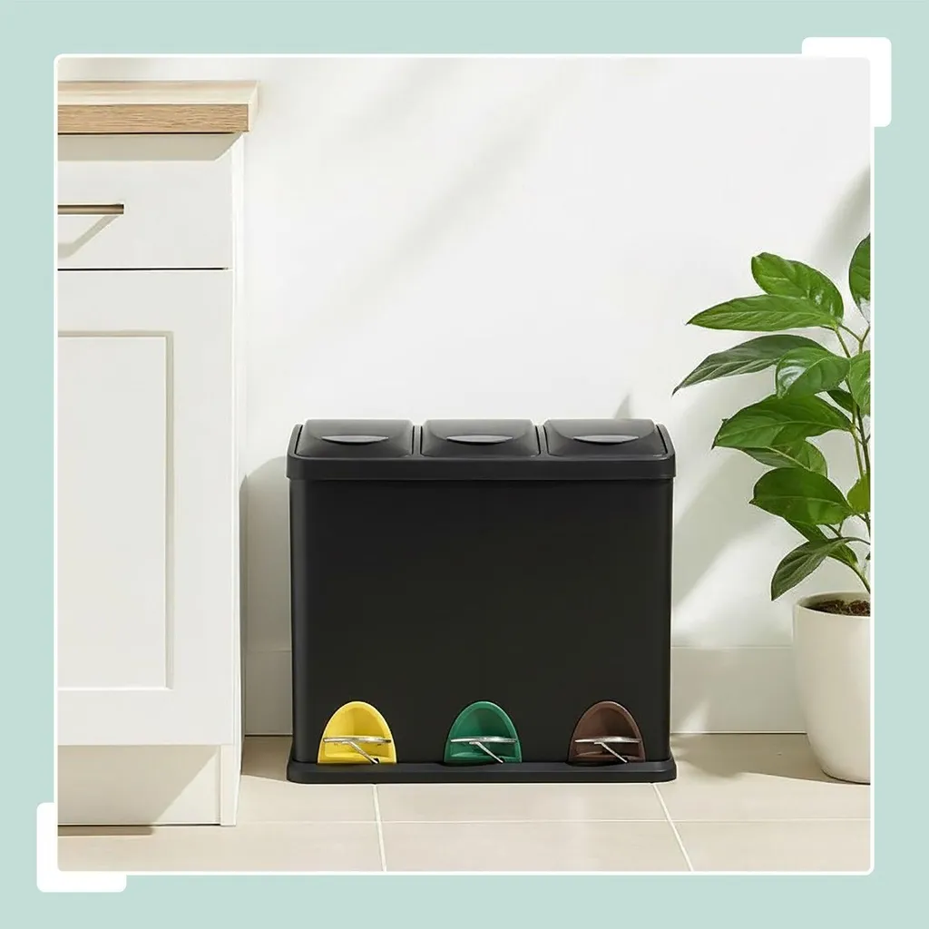 Poubelle tri sélectif 24L avec 3 bacs de 8L pour cuisine et petit bureau