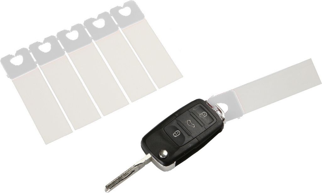 Schlüsselanhänger "Clip", unbedruckt, Easy-Clip-System, beidseitig beschreibbar, Maße: 85 x 22 mm, Weiß, Verpackungseinheit: 1 ROL/1000