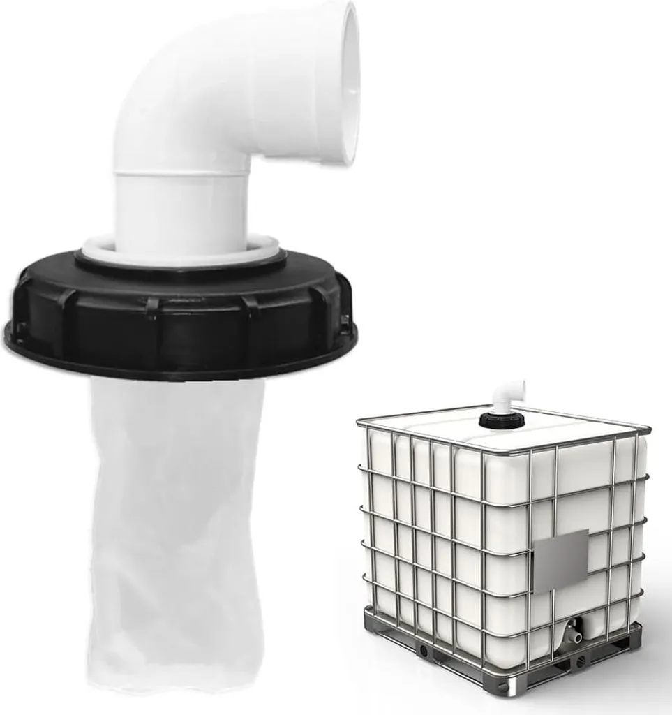Couvercle cuve IBC 163 mm avec raccord 90° et filtre nylon lavable