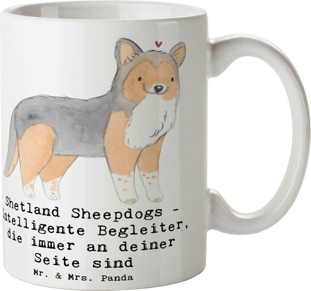 Mr. & Mrs. Panda Teetasse Shetland Sheepdog Freund - Weiß - Geschenk, einfühlsames Wesen, Hunderassen Charakter, Vielfalt, treue Gefährten, akti...