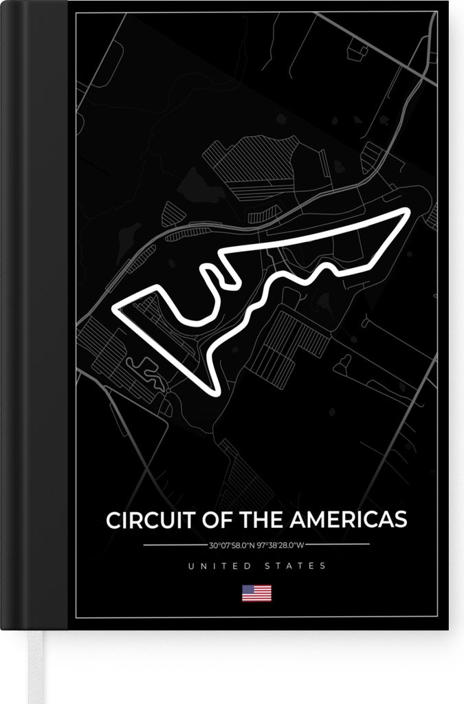 MuchoWow Notizbuch Tagebuch Haushaltsbuch Notebook A5 Amerika - Rennstrecke - Formel 1 - Circuit of the Americas - Rennsport - Schwarz - Notizblo...