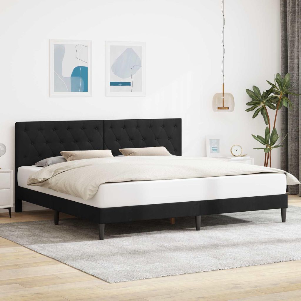 Möbel Bettrahmen mit Kopfteil Schwarz 180 x 200 cm SamtKlassische Betten - Klassische Betten c6845