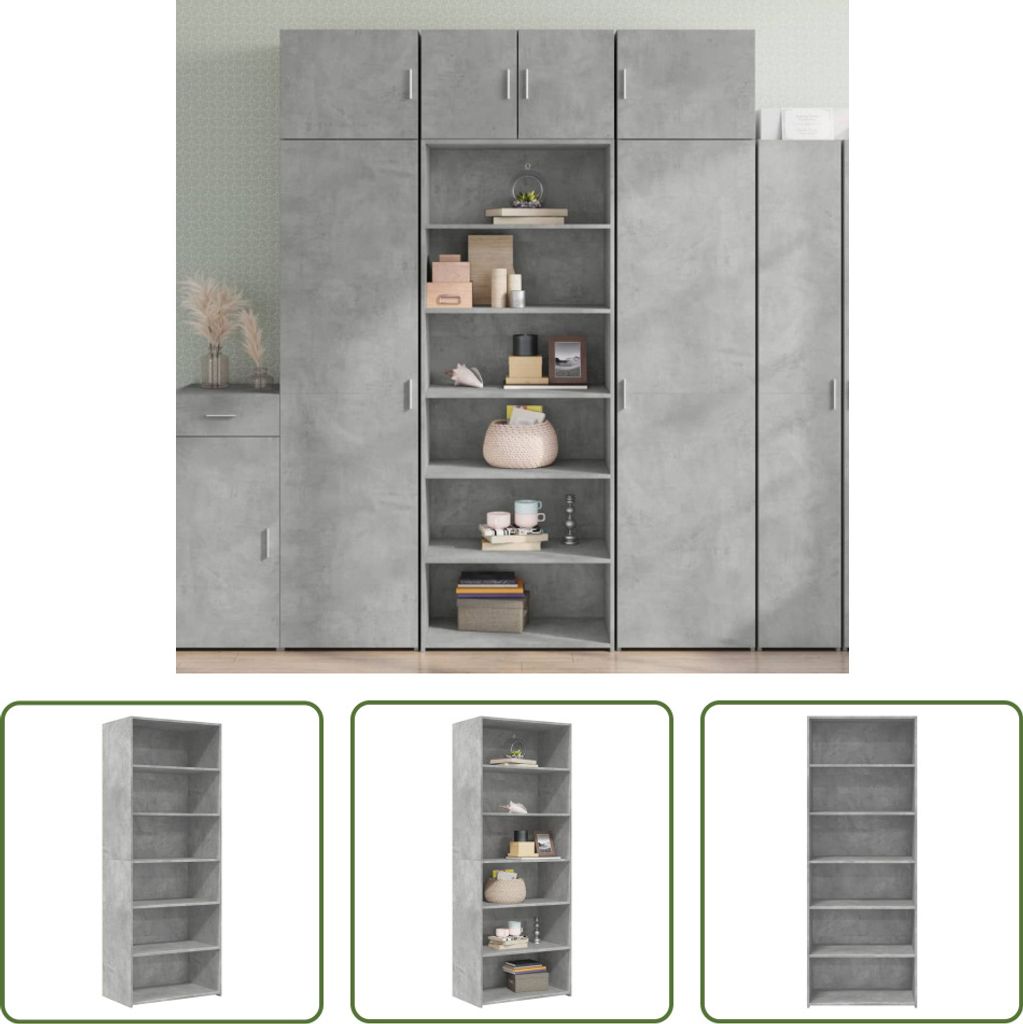 The Living Store Highboard Betongrau 70x41x185 cm Holzwerkstoff