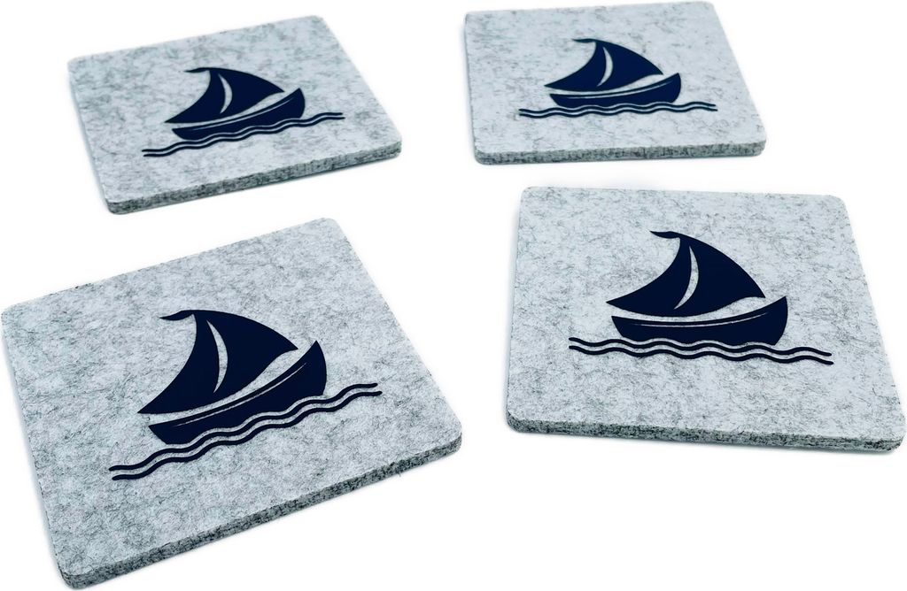 Camolo Filz Glasuntersetzer Seegelboot 4er Set