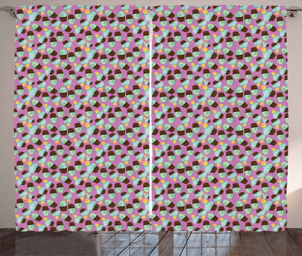 Tenda Digitale ABAKUHAUS Cupcake 280x245: Contrasti Fucsia e Menta
