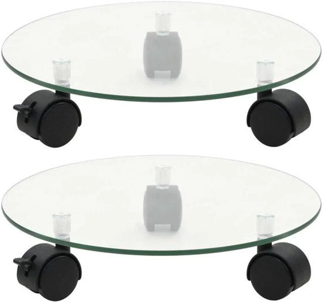 Plateau roulant pour plante 28 cm en verre trempé spécial intérieur