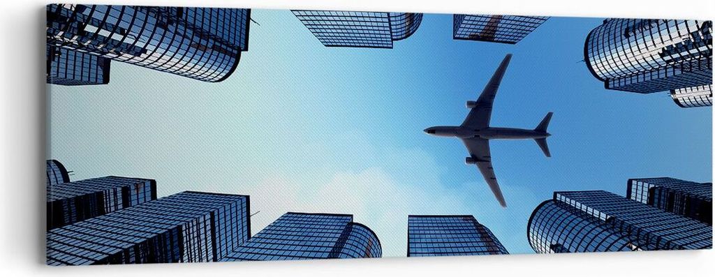 Bild auf Leinwand - Leinwandbild - Himmel Stadt Agglomeration Wolkenkratzer - 90x30cm - Wand Bild - Wanddeko - Leinwanddruck - Bilder - Kunstdruck ...