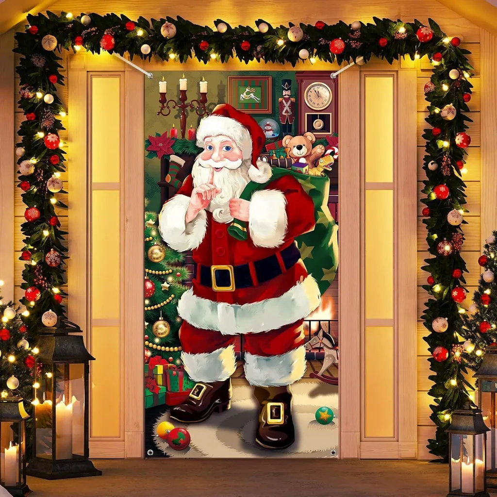 Padre Natale Porta Decorazione appesa Porta Banner Porta d'ingresso Vintage