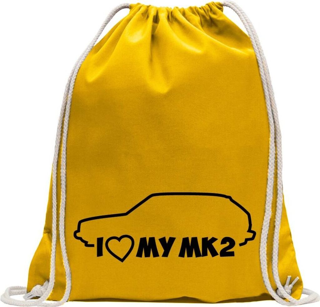 Kiwistar - Turnbeutel - gelb - I Love my MK2 - Fun Rucksack Sport Beutel Gymsack Baumwolle mit Ziehgurt