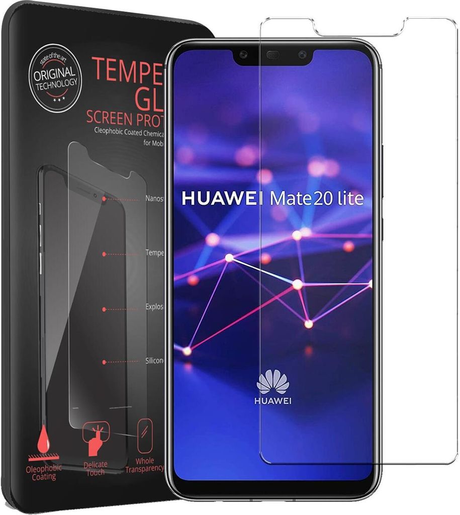 2x Conie Glasfolie für Huawei Mate 20 Lite Displayschutz Folie Panzer Glas Premium Schutzfolie Set Blasenfrei