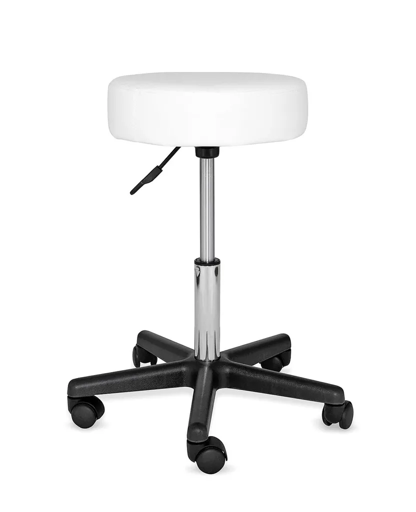 Sgabello Girevole Dibea Bianco - Seduta Ergonomica Regolabile 360°