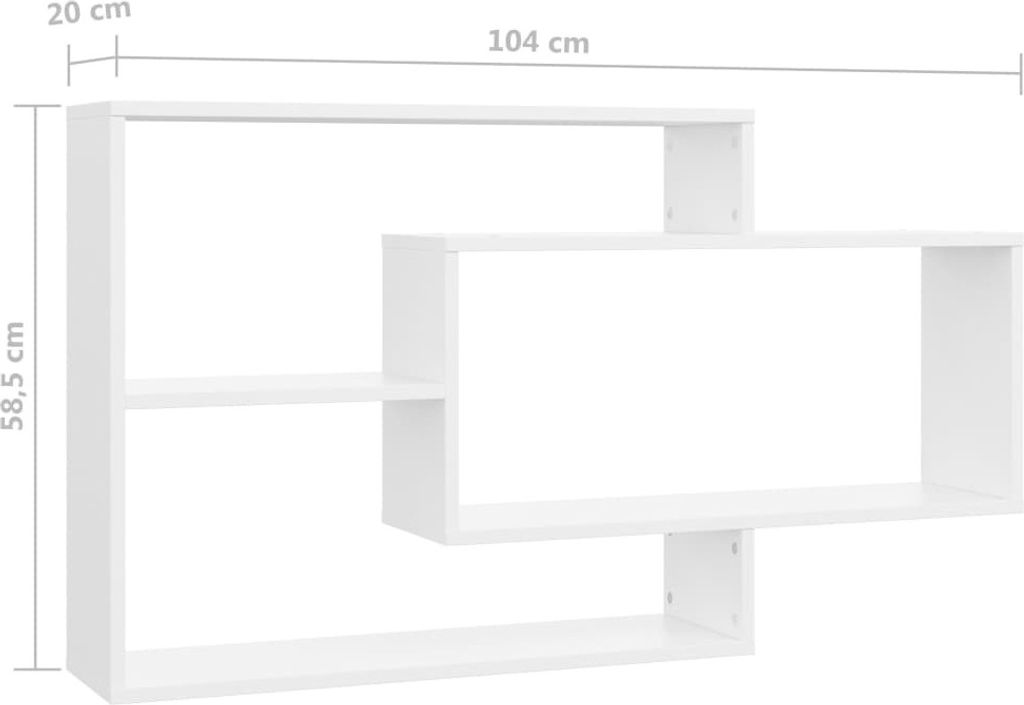 Wandregale Weiß 104x20x58,5 cm Holzwerkstoff Produktbild 6