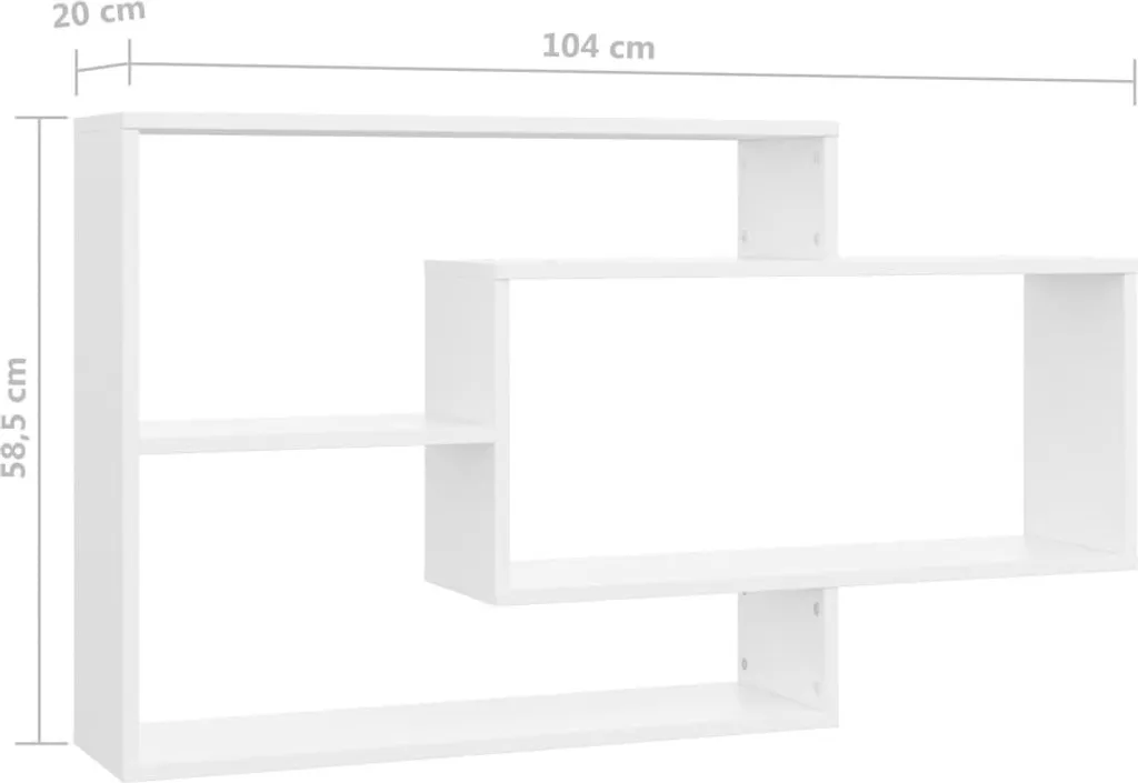 Étagère Murale Blanche à Compartiments 104 cm en Bois Composite Premium - 6
