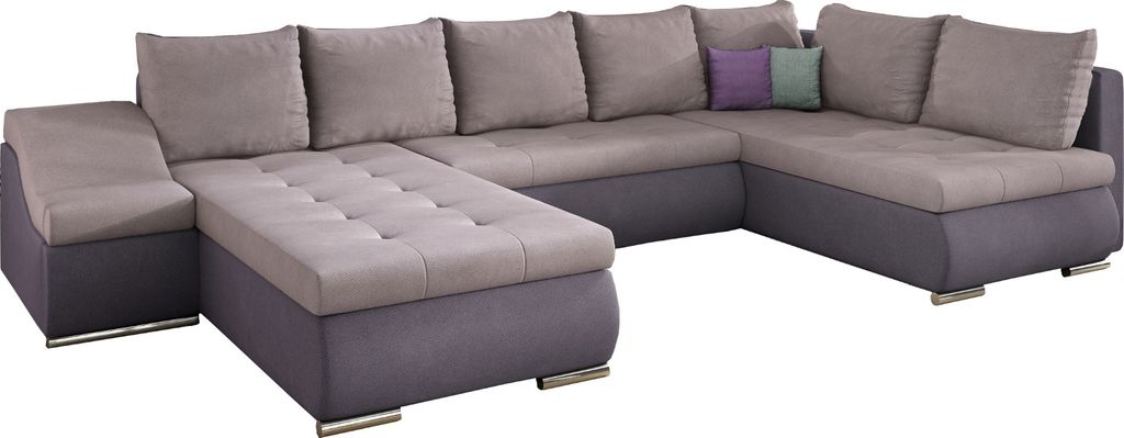 Wohnlandschaft mit Bettfunktion Polstergarnitur Ecksofa mit Schlaffunktion und Bettkasten Couch für Wohnzimmer Schlafsofa Sofagarnitur Sofa Eckcou...