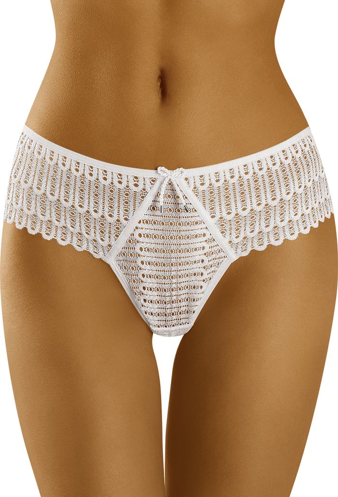 Wolbar Damen Slip Brazilian Spitze Unterhose Unterwäsche WB421, weiß, XL