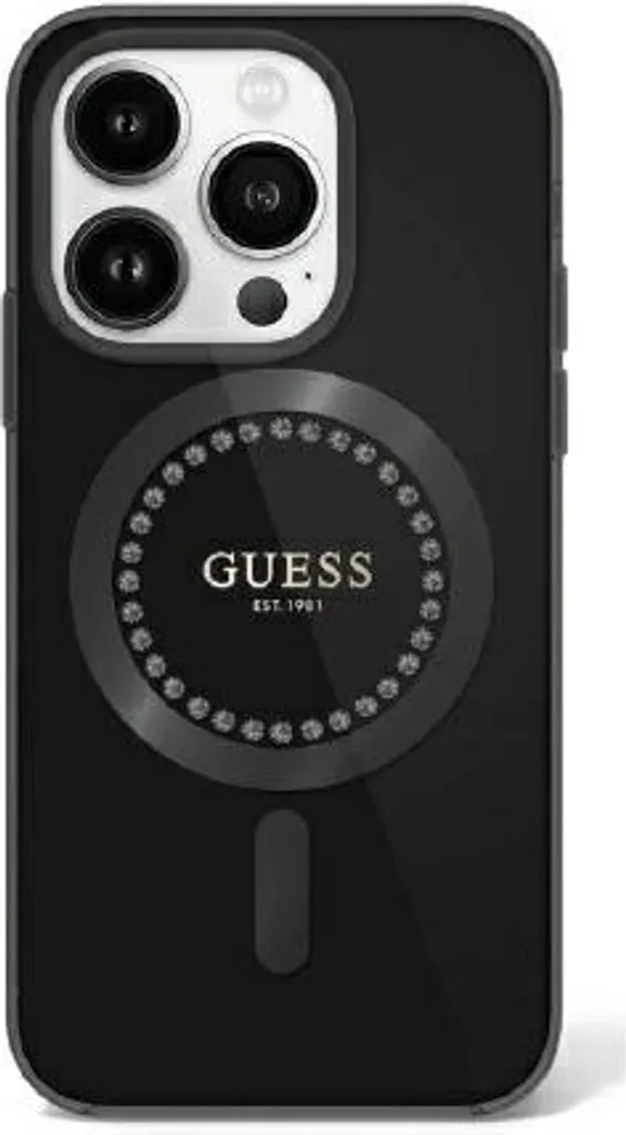 Guess Custodia iPhone 16 Pro Max 6.9 IML Strass MagSafe Black