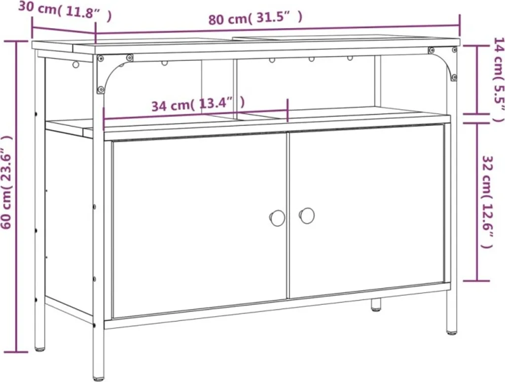 Mobiletto Rovere Marrone 80x30x60 cm vidaXL | Mobile Multiuso Design - 11