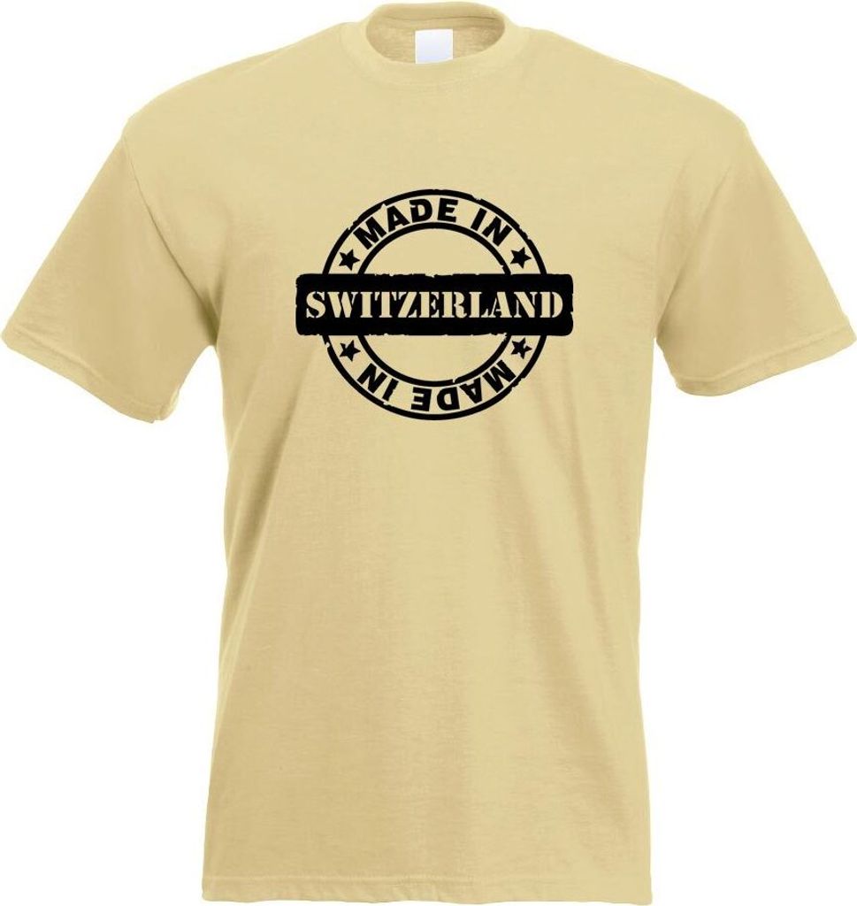 Kiwistar - T-Shirt - Khaki - Switzerland Motiv Bedruckt Funshirt Design Print - mit Motiv Bedruckt - Funshirt Design - Sport - Freizeit - Herren - XL