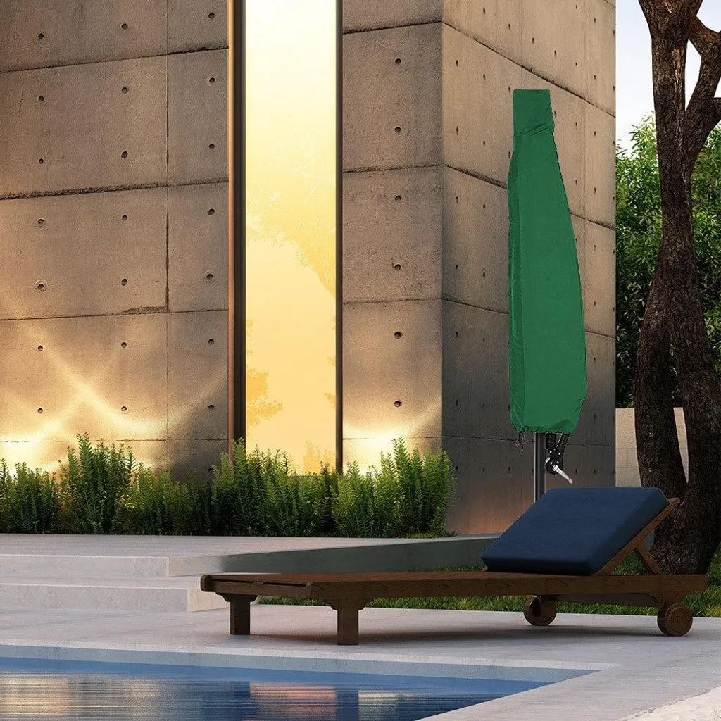 Protection parasol 3m en polyester vert imperméable avec zip de serrage - 9