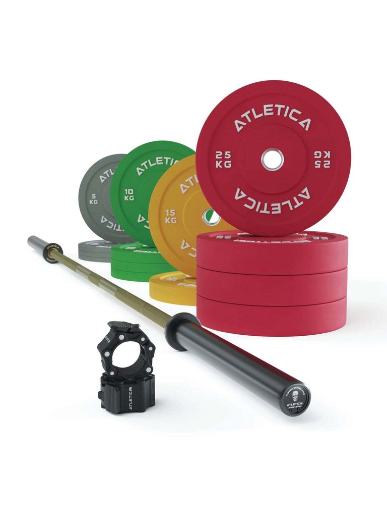 ATLETICA Beta Powerlifting Hantelstangen Set | Spezielle Powerlifting-Langhantel | 190kg Bumper Plates | Pro Collars | K