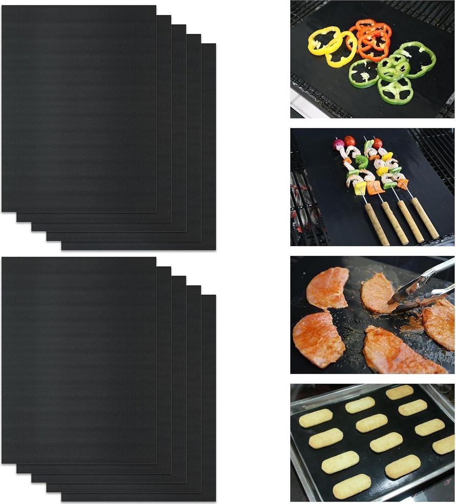 10er Universal teflon ofen herdmatte 32x50cm, Antihaft- Backofeneinlagen für den Boden des Backofens, Wohnaccessoires & Küchenzubehör (Schwarz)