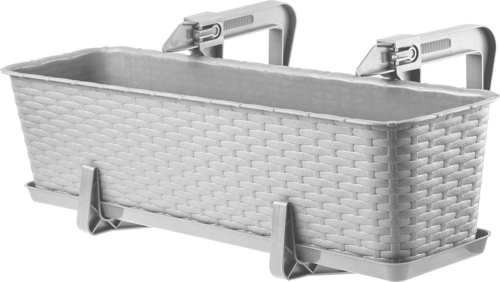 KADAX Balkontopf mit Untersatz "Frette", Balkonkasten mit Wasser Öffnungen, 60cm, Hellgrau