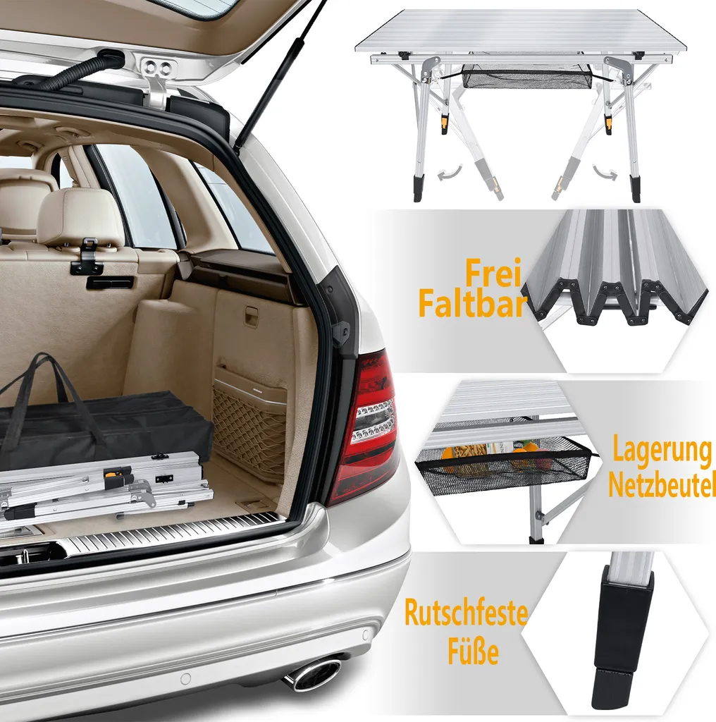 Table pliante de camping stable et compacte avec hauteur réglable - 22