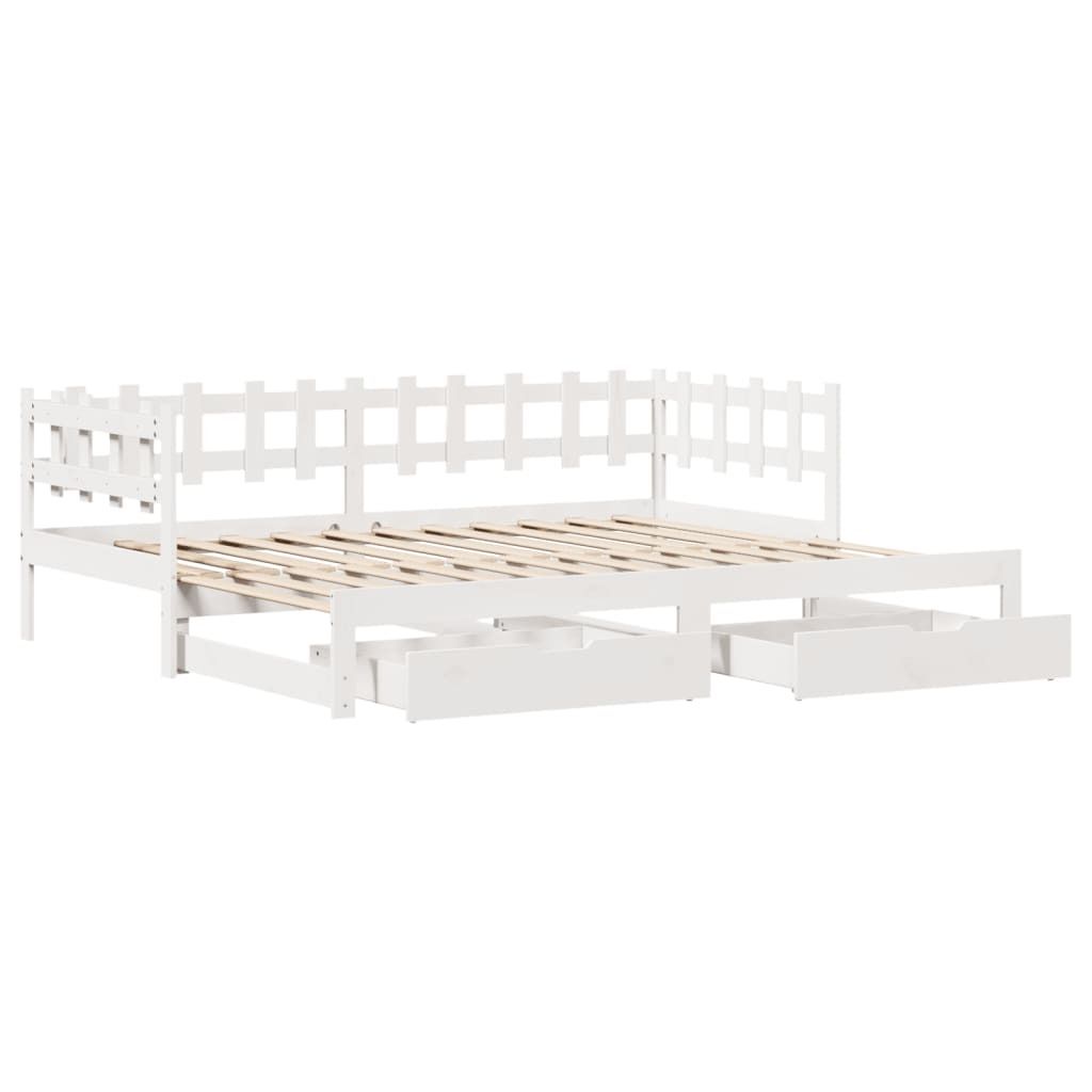 (Robust Möbel)Tagesbett - Einzelbett/Jugendbett mit Lattenrost - Ausziehbar mit Schubladen ohne Matratze - Weiß 90x190cm - Klassische Betten ...