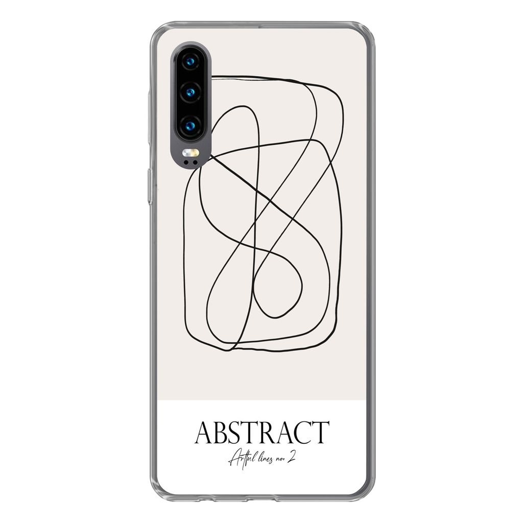 MuchoWow Handyhülle Schutzhülle Hülle für Huawei P30 Kunst - Linienkunst - Abstrakt Silikon Softcase Handy Hülle - Kartenbesitzer