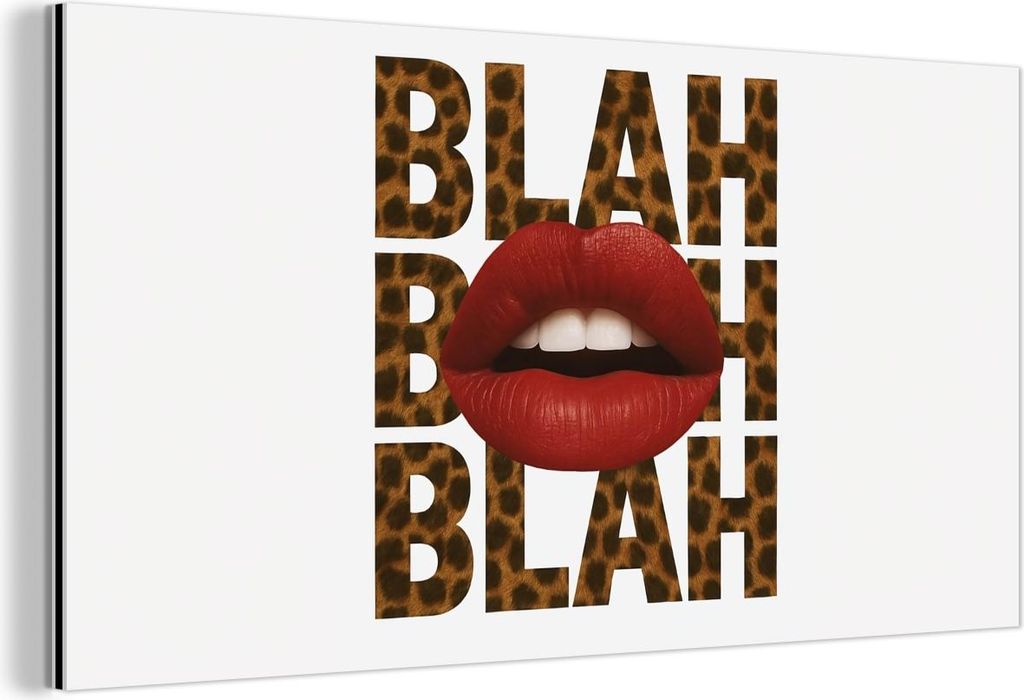 MuchoWow Wanddekoration Metall Metallbild Wandkunst 80x40 cm Lippen - Rot - Zitat MuchoWow Aluminium Gemälde - Wanddekoration - Alubild