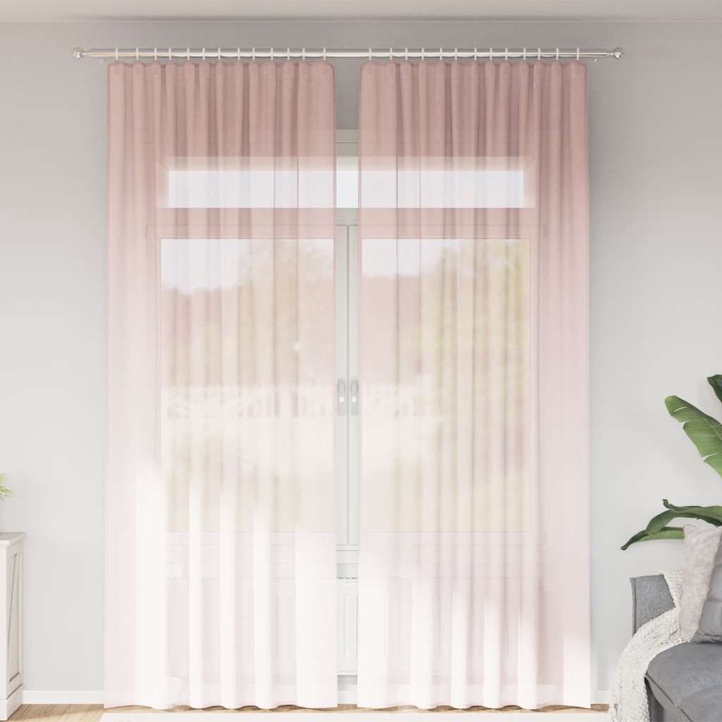 HOMMIE Vorhänge/Gardinen - Voile Vorhänge mit Schlaufen 2er set - modernes Design - für Wohnzimmer Schlafzimmer - Hellrosa 140x260cm Promotion17...