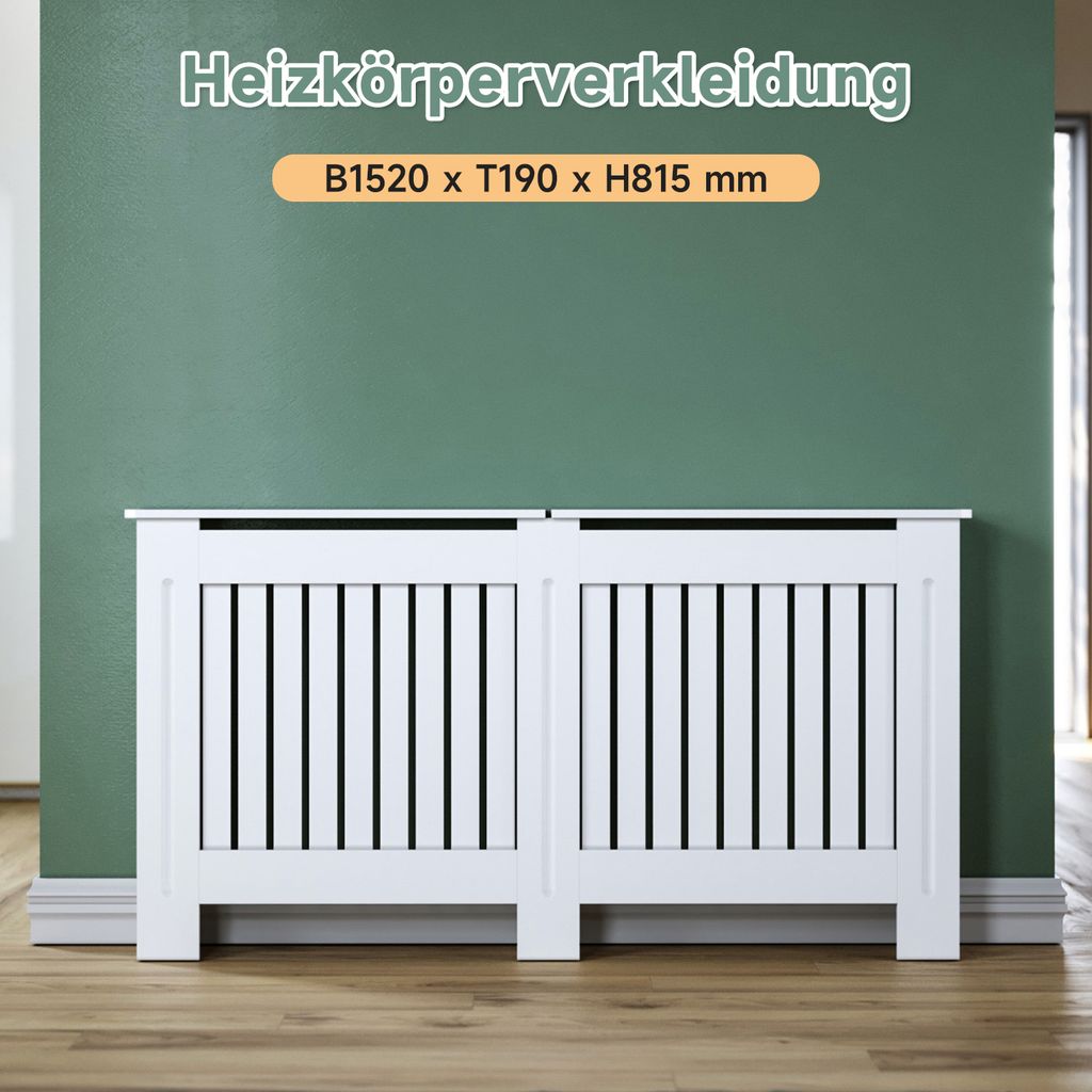 SONNI weiß Heizkörperverkleidung Vertikale Gitter 152 cm Heizkörperabdeckung
