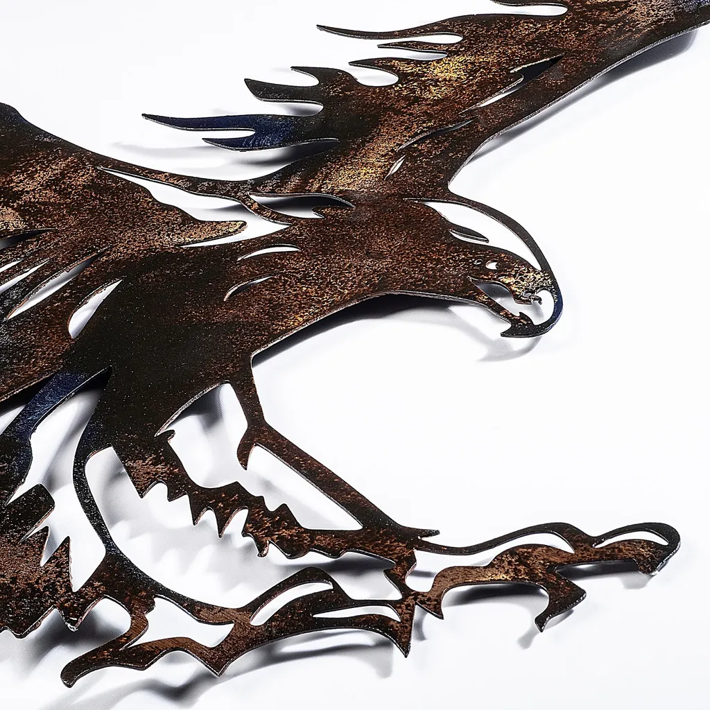 Tableau Mural en Métal Eagle 3 Design Abstrait Multicolore Wallity