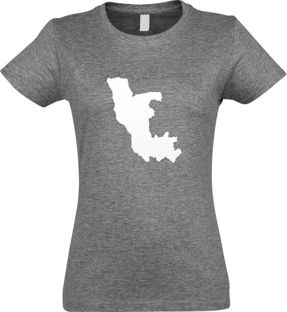 Kiwistar - T-Shirt tailliert - Damen - Graumeliert - Kongo, Republik Umriss Kontur - mit Motiv Bedruckt - Funshirt Design - Sport - Freizeit - Dame...