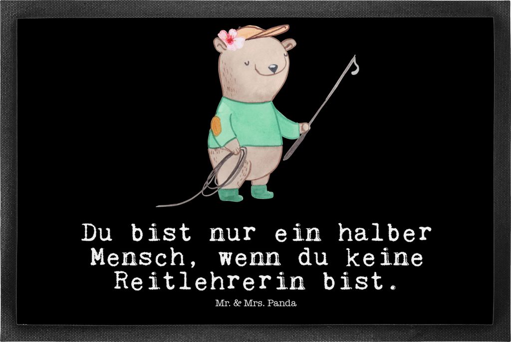 Mr. & Mrs. Panda Schmutzmatte Reitlehrerin Herz 50 x 75 cm - Schwarz - Geschenk, Bodenvorleger, fußmatte, Fussmatte, Schmutzfangmatte, teppichmatte