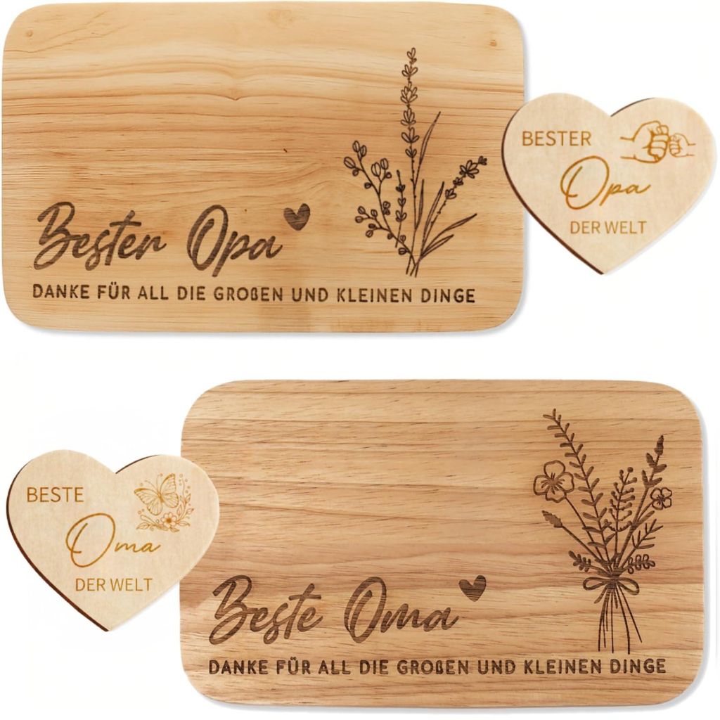Geschenk für Oma und Opa, Ostergeschenk für Großeltern, Graviertes Frühstücksbrett, Geburtstagsgeschenk für Oma und Opa, Bestes Geschenkset m...