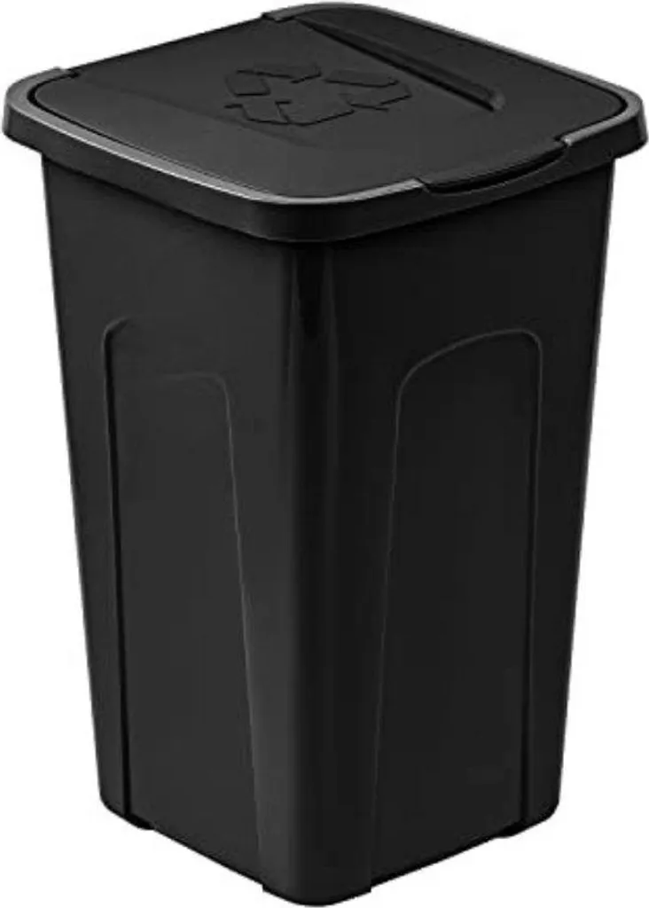 Poubelle de 50 litres noire 550x365x370 mm - Conteneur à déchets robuste
