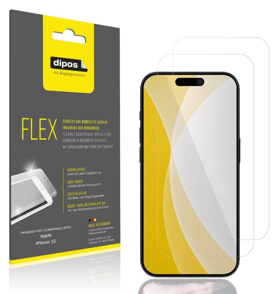 2x Pellicola protettiva per Apple iPhone 15, rivestimento Immagine del prodotto 