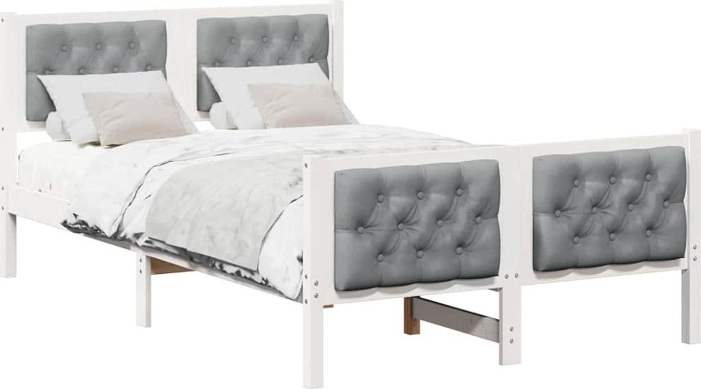 Eleganter Möbel Bettrahmen Hellgrau 120 x 200cm Massives Kiefernholz - CJG560189 - Klassische BettenJugendbett Tagesbett