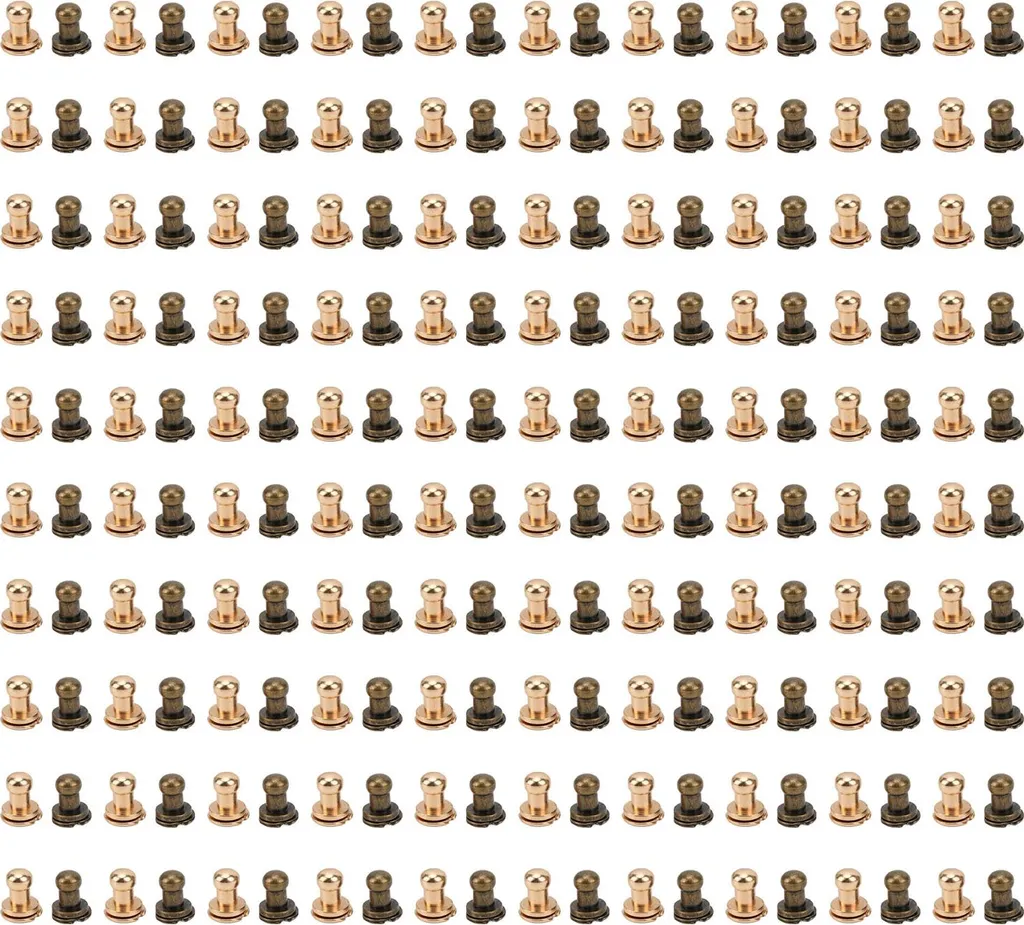 200 set di viti Chicago, 0,3 x 0,2 pollici, testa rotonda, forte, rame durevole, rivetti in pelle ampiamente utilizzati per borse in pelle, oro e bronzo fa