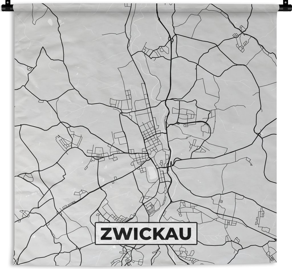 MuchoWow Wandteppich Wandbehang Deutschland - Stadtplan - Zwickau - Karte 120x120 cm Tapisserie Dekoration Wandtuch - Modern - Baumwollgewebe