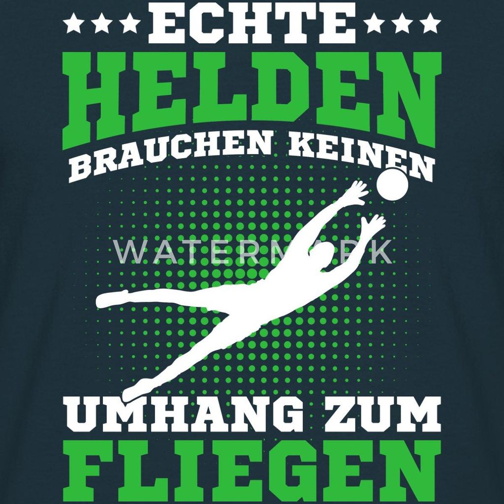 Spreadshirt Echte Helden Brauchen Keinen Umhang Zum Fliegen Torhüter Männer T-Shirt, XL, Navy