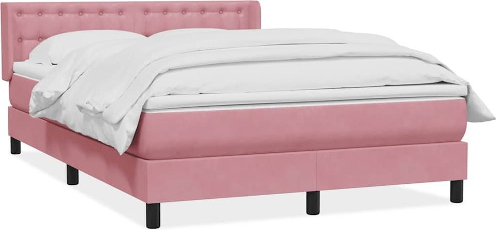 Boxspringbett mit Matratze Rosa 140x210 cm Samt