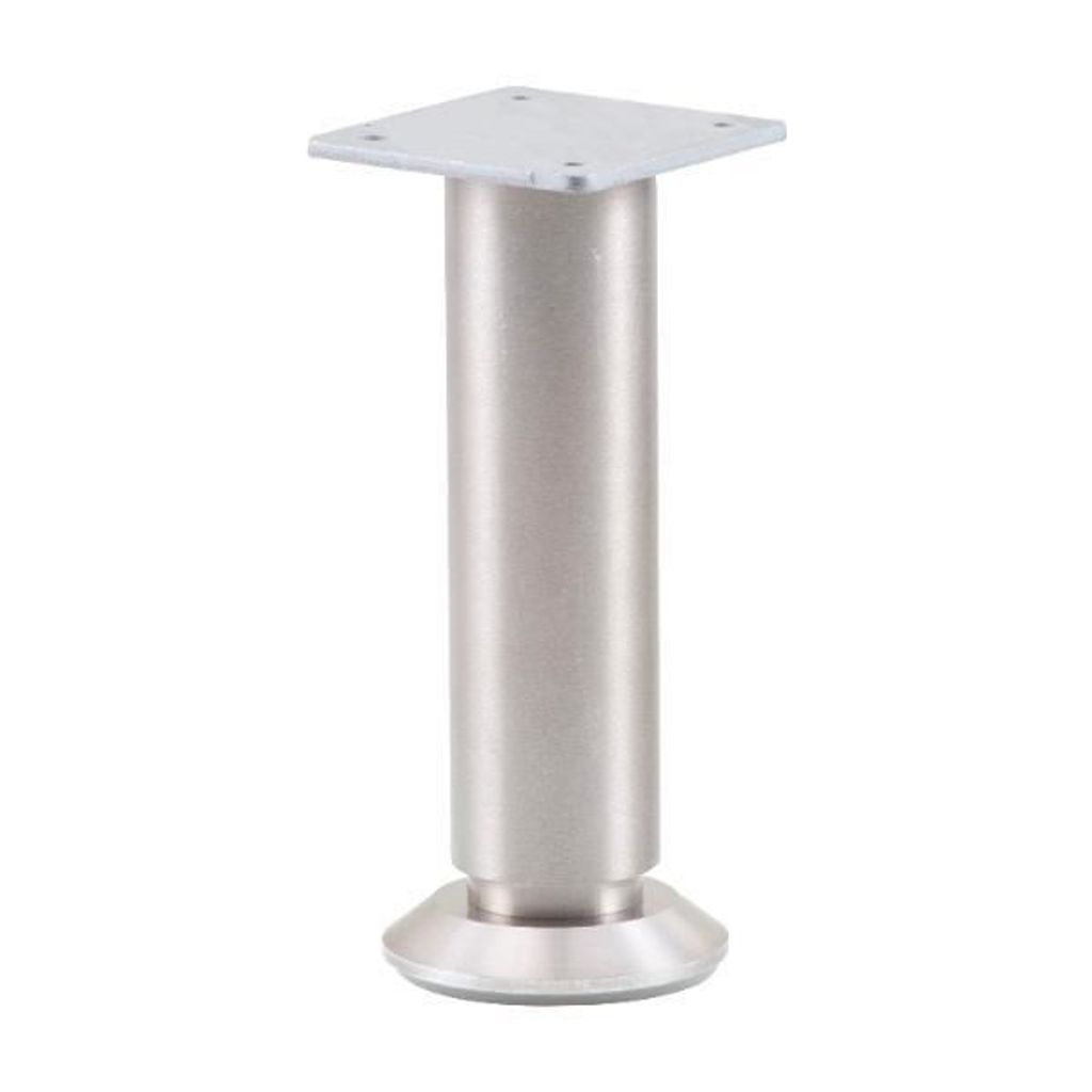 Dekorfuß 30mm Durchmesser, Möbelfuß Länge 190mm, Alu Edelstahl-Effekt höhenverstellbar